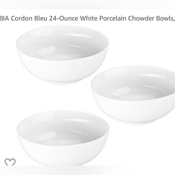 BIA Cordon Bleu Bowls 24 Oz Each Set Of 2  White Porcelain Micro Oven Dishwasher - Picture 11 of 11